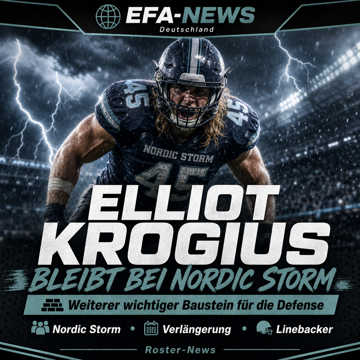 Nordic Storm verlängert mit Linebacker Elliot Krogius – EFA-NEWS.de