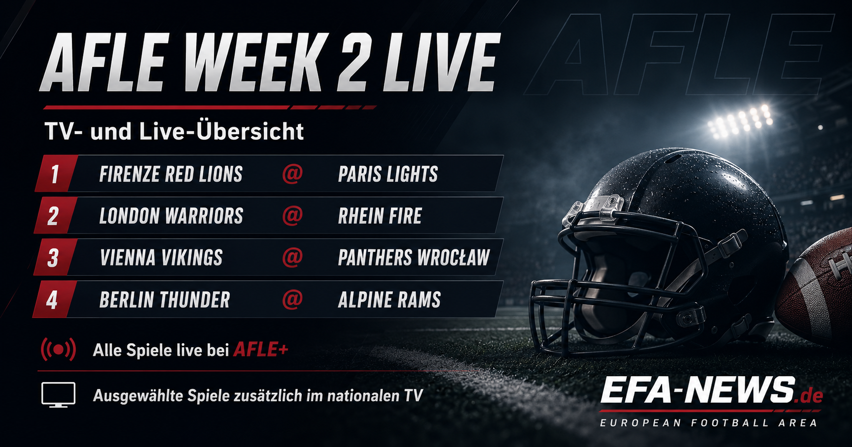 AFLE Week 2 live: So läuft das volle Football-Wochenende – EFA-NEWS.de