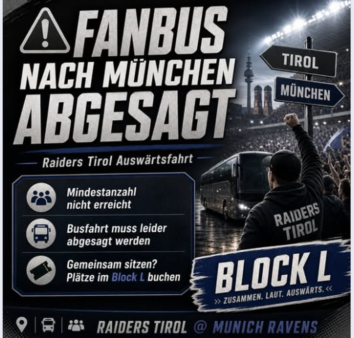 Annullato il pullman dei tifosi dei Raiders Tirol per Monaco – EFA-NEWS.de