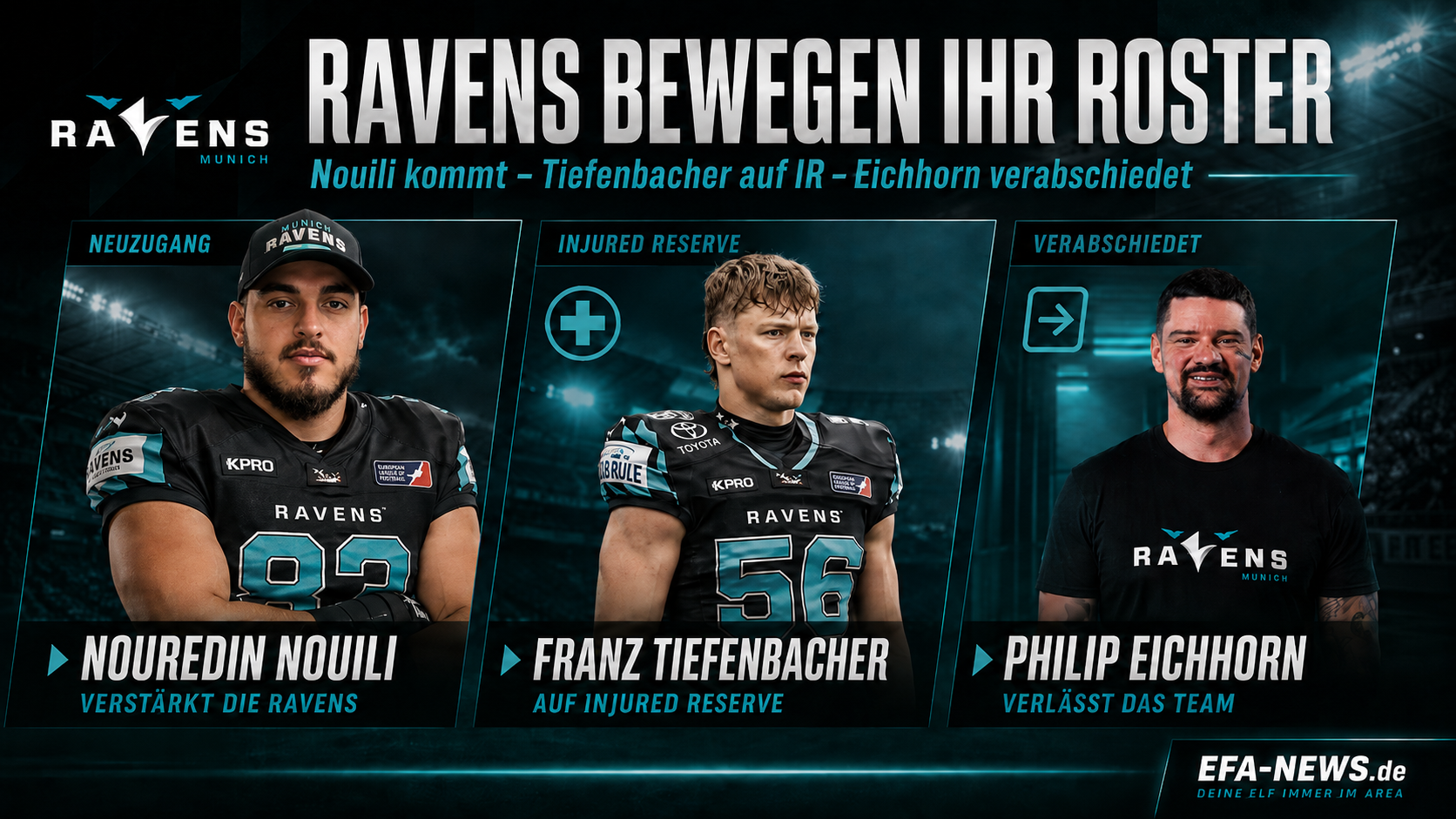 Munich Ravens bewegen ihr Roster: Nouili kommt, Tiefenbacher auf Injured Reserve – EFA-NEWS.de