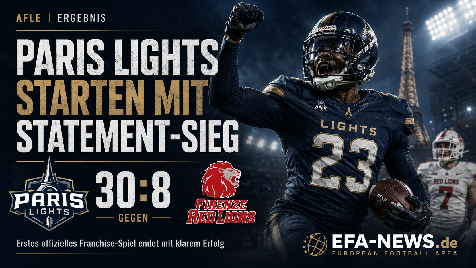 Paris Lights starten mit Statement-Sieg in die AFLE – EFA-NEWS.de
