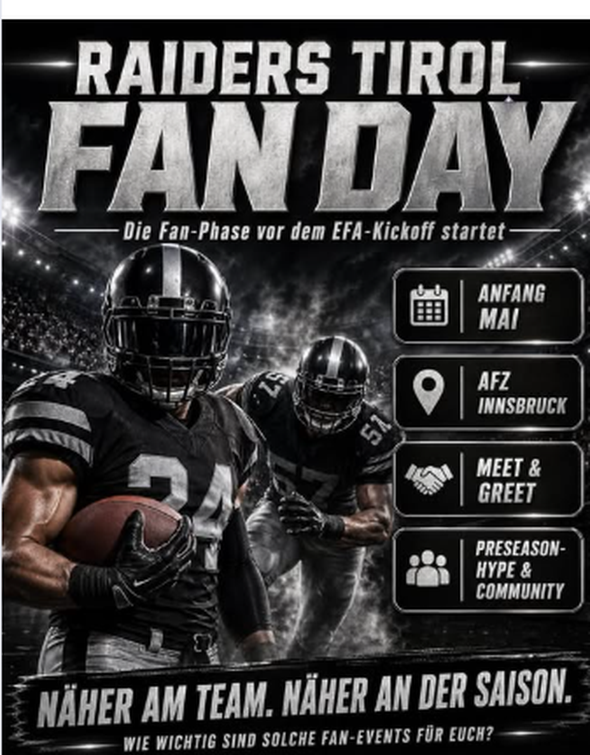 Raiders Tirol starten die Fan-Phase vor dem EFA-Kickoff – EFA-NEWS.de