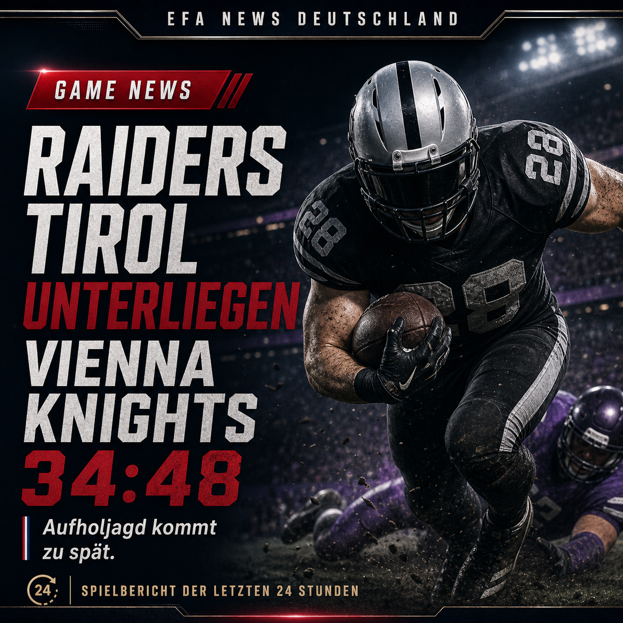 Raiders Tirol cae ante Vienna Knights por 34–48 – EFA-NEWS.de